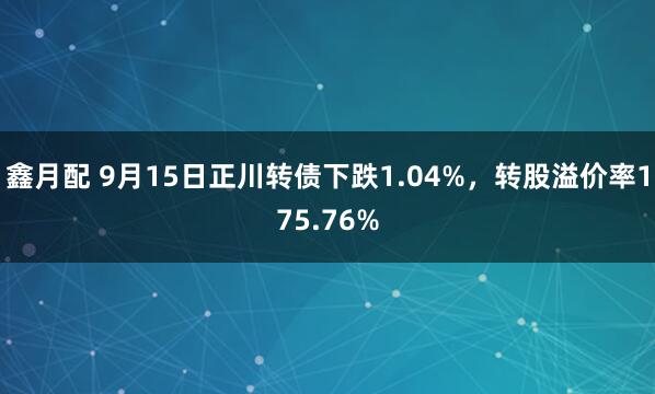 鑫月配 9月15日正川转债下跌1.04%，转股溢价率175.76%